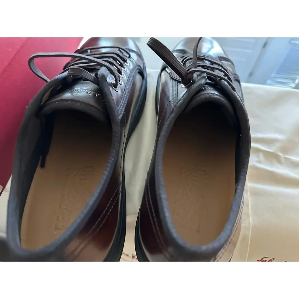 NWT Salvatore Ferragamo Men's Fulton Brown Leather Sneakers